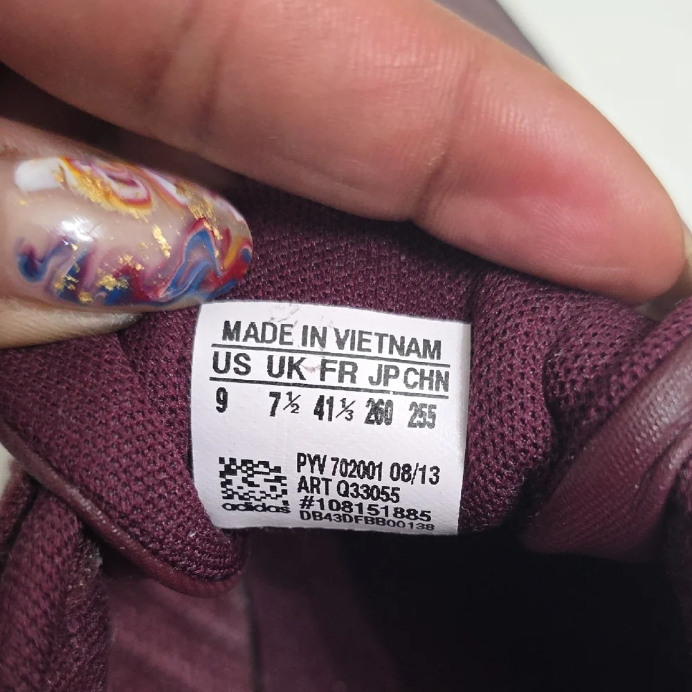 Adidas Orion Burgundy and Gold Sneakers - Picture 2 of 8